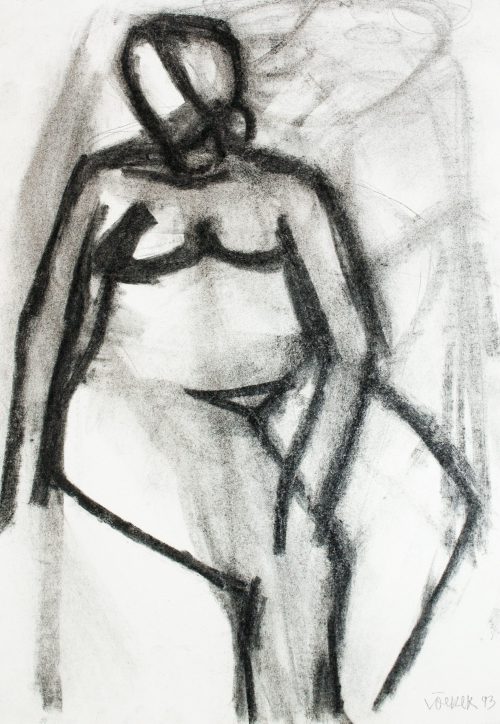 1993, Akt, Kohle, Bleistift, 42 x 30 cm
