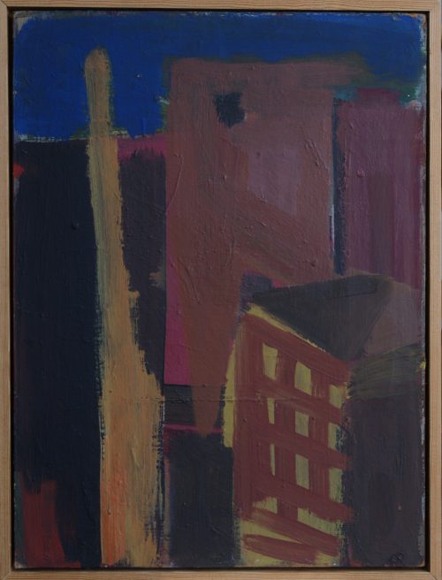 1988, Stadt I., Öl auf Hartfaser, 46 x 34 cm